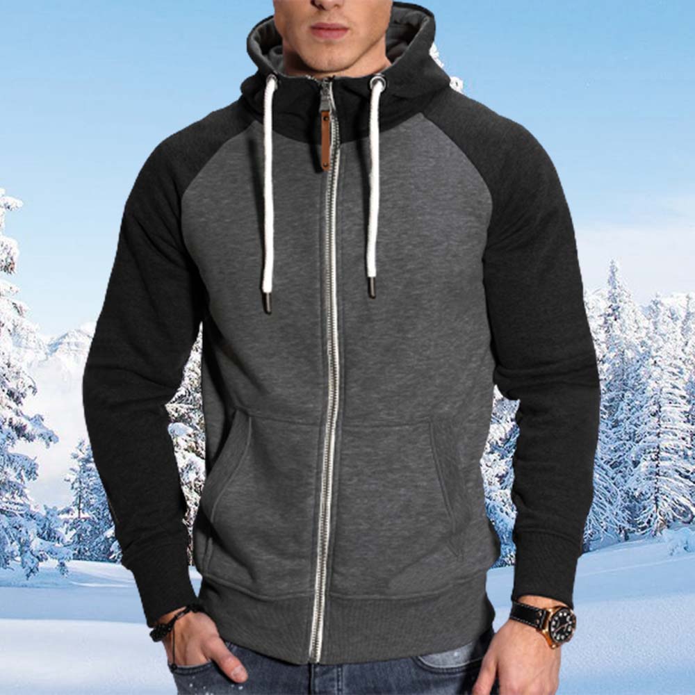 Saphirvogel™ Herren Fleece Plunger Ärmel Kapuze Zip Sweatshirt Jacke