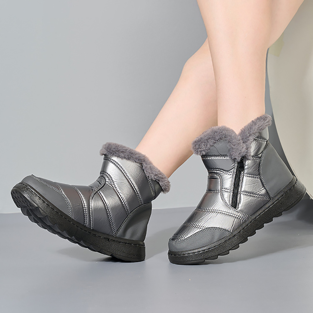 Figcoco Winter women's outdoor waterproof and warm fleece snow boots