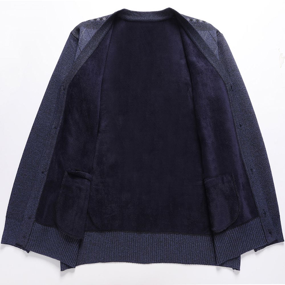 Saphirvogel™ Pelzgefütterte Herrenstrickjacke aus hochwertigem Fleece