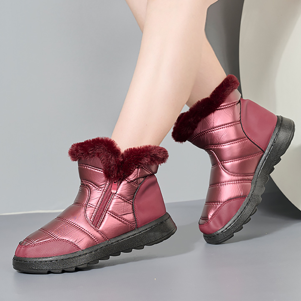 Figcoco Winter women's outdoor waterproof and warm fleece snow boots