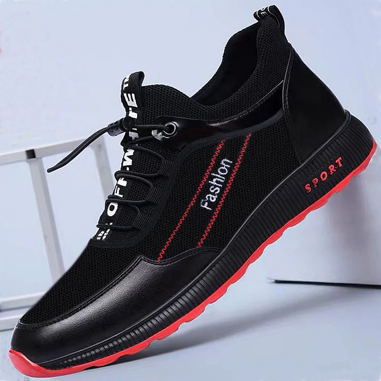Shobous Men's Casual Sports Breathable Leather Shoes