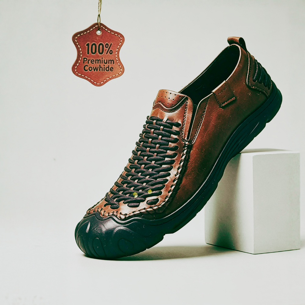 Men’s Premium Handwoven Leather Slip-On Loafers