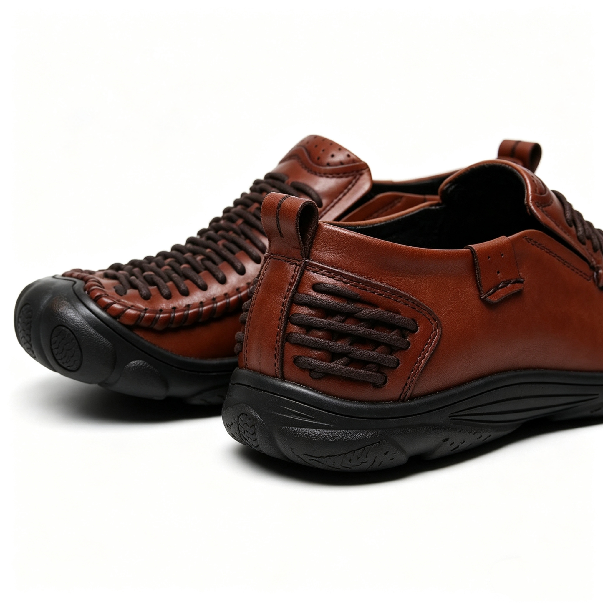 Men’s Premium Brown Woven Leather Loafers