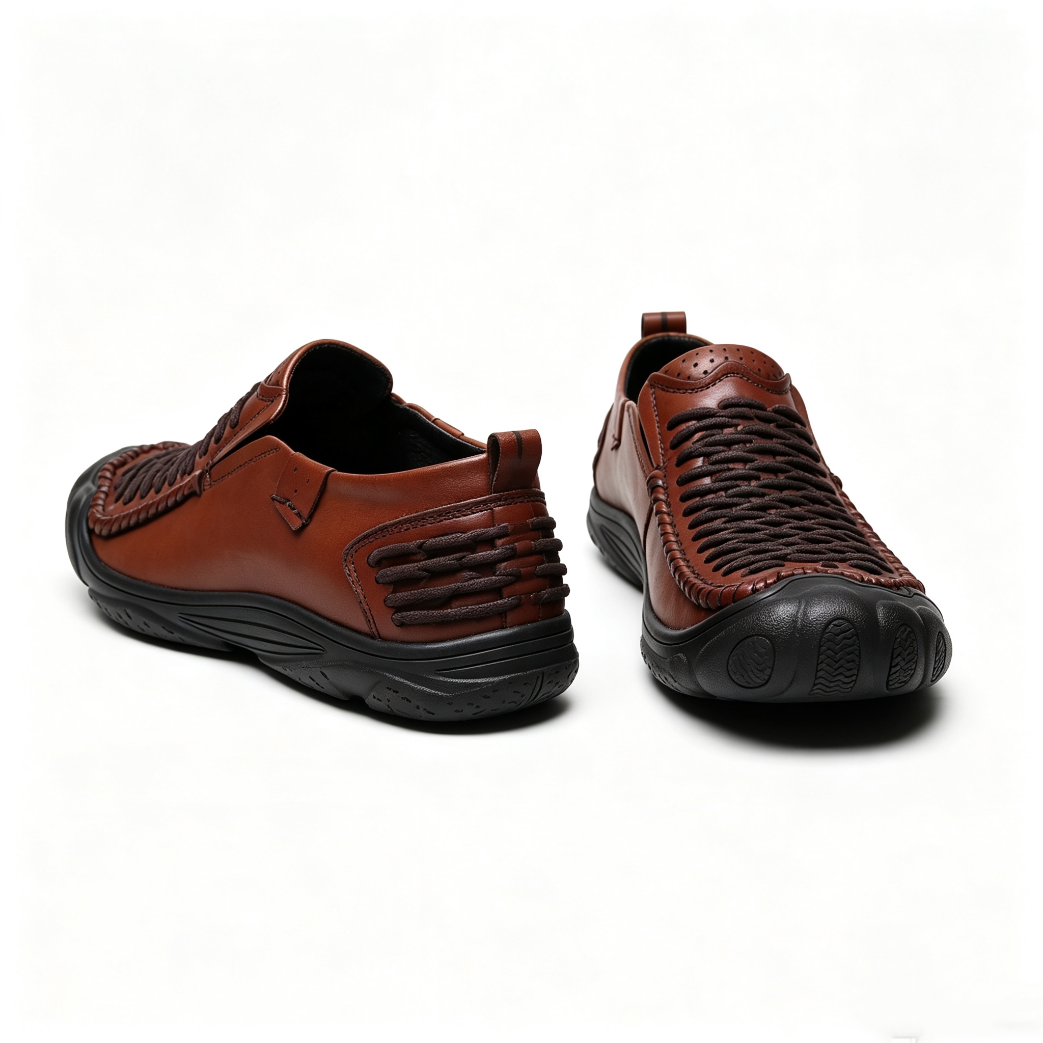 Men’s Premium Brown Woven Leather Loafers