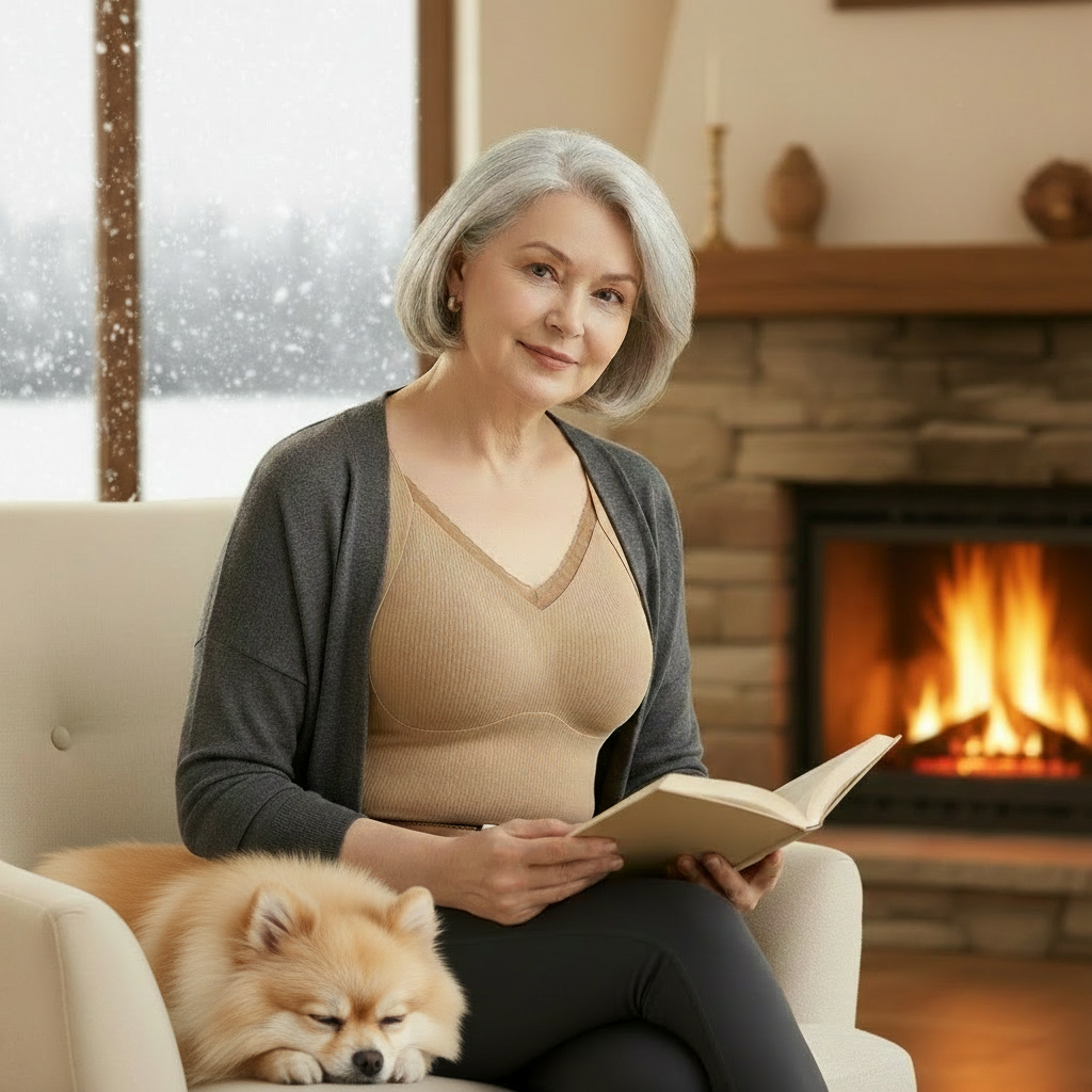 Far Infrared Self-Heating Thermal Vest | Cashmere & Silk Blend | 3D Seamless Built-in Padded Bra | Women's Warming Base Layer