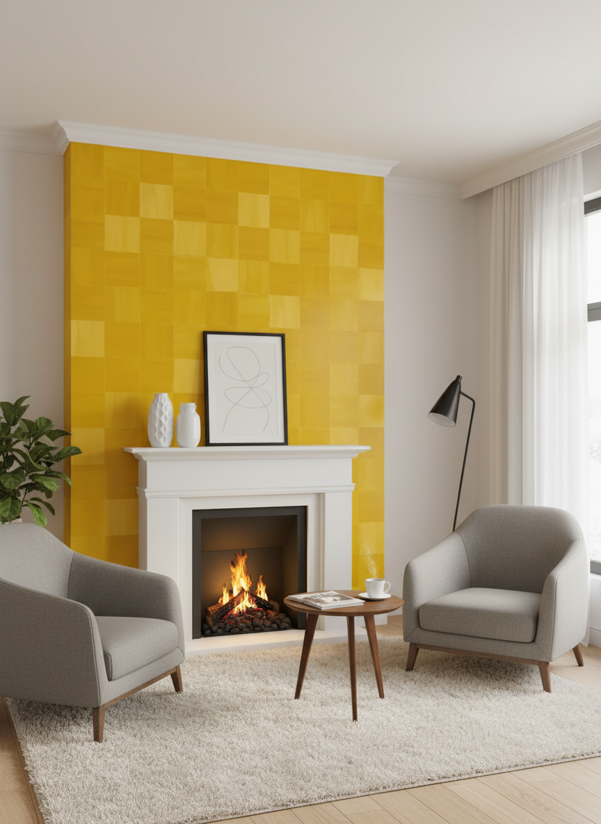 Zellige Wallpaper, mustard