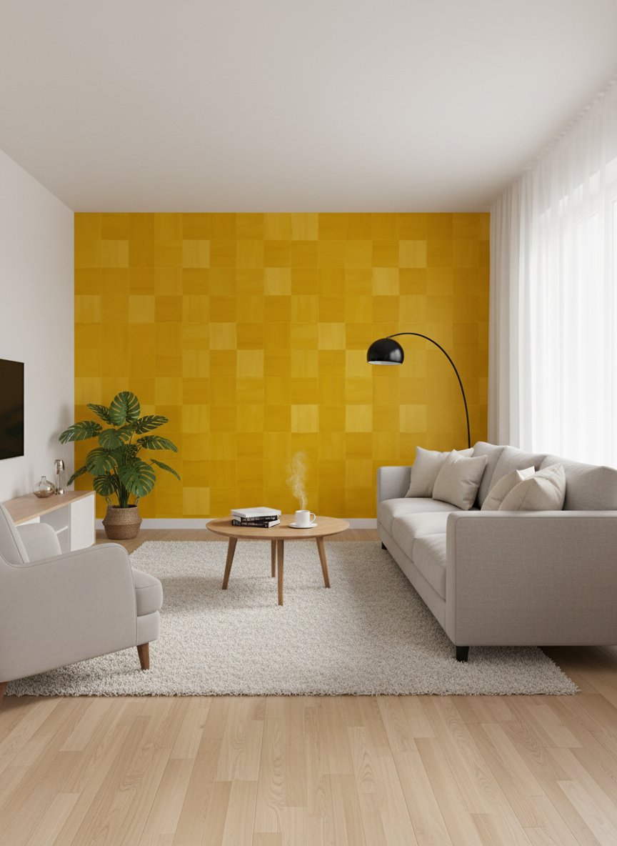 Zellige Wallpaper, mustard