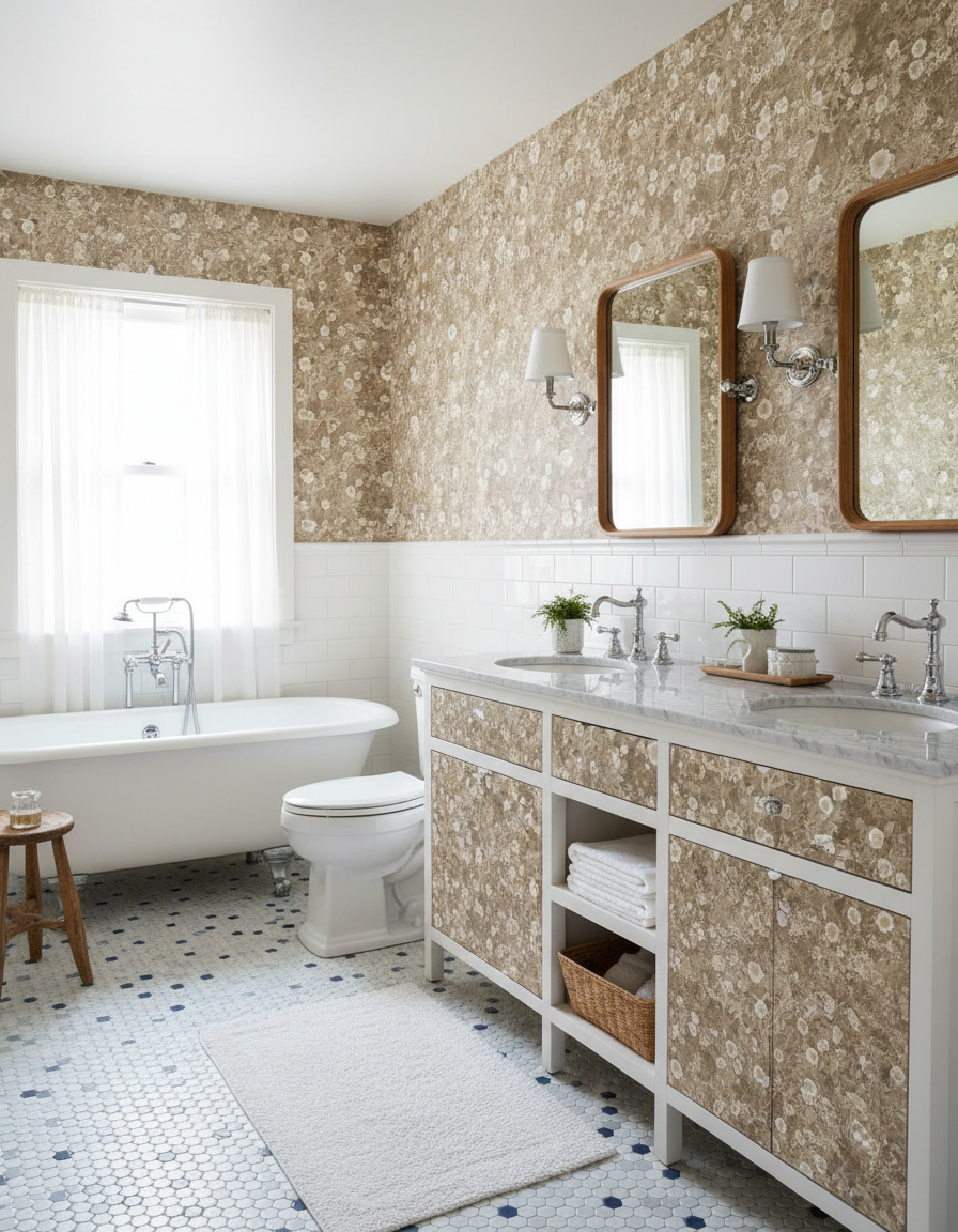 Cali Flowers Wallpaper, neutrals