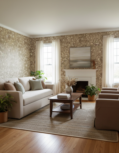 Cali Flowers Wallpaper, neutrals