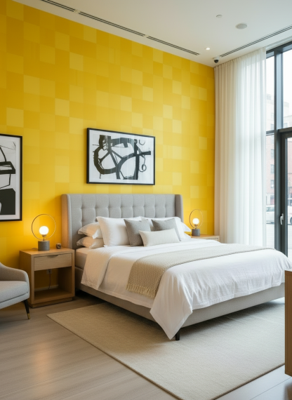 Zellige Wallpaper, mustard