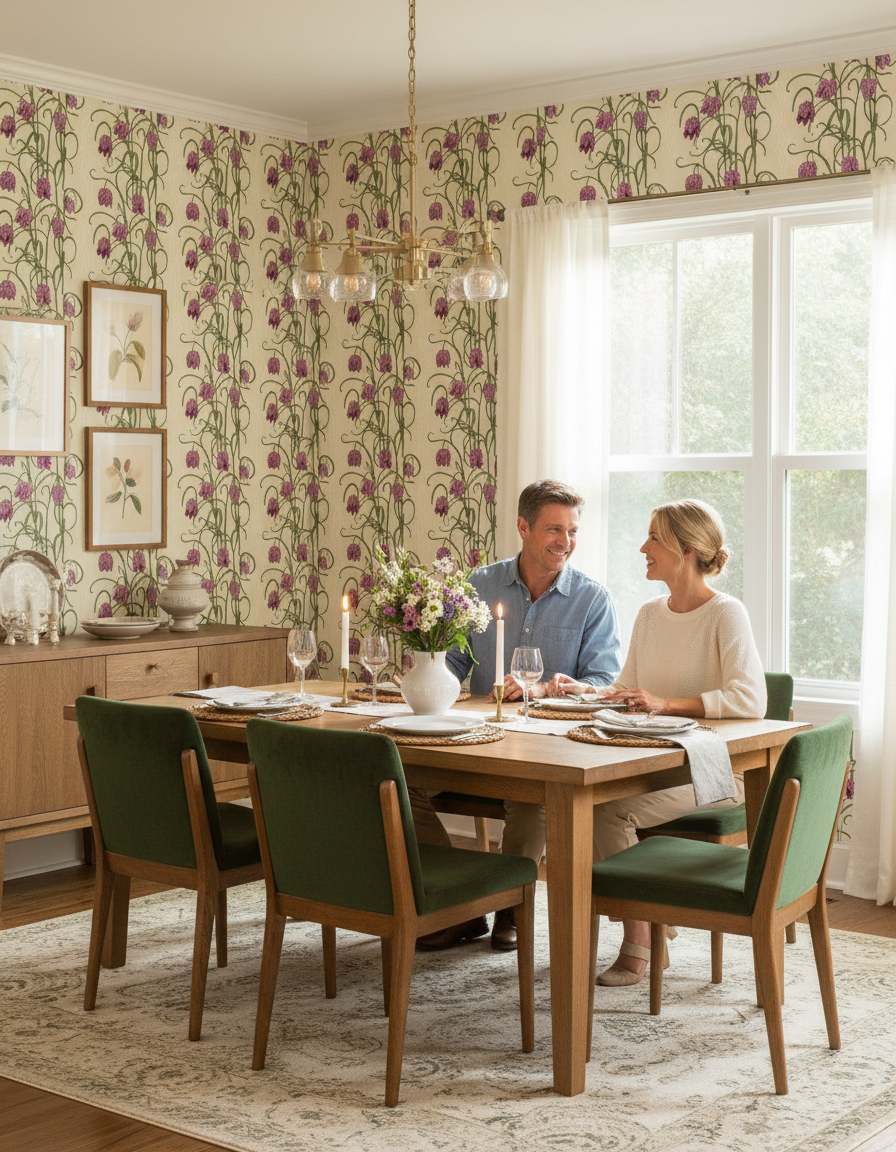 Campanas Wallpaper, tan and purple