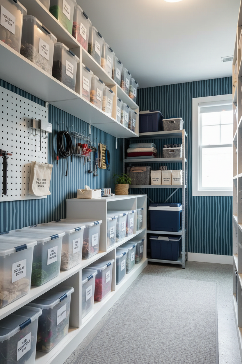 Dolce Stripe Wallpaper, navy and light blue