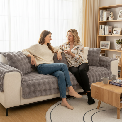 Cloud Plush Wave Faux Rabbit Fur Nonslip Sofa/Couch Cover