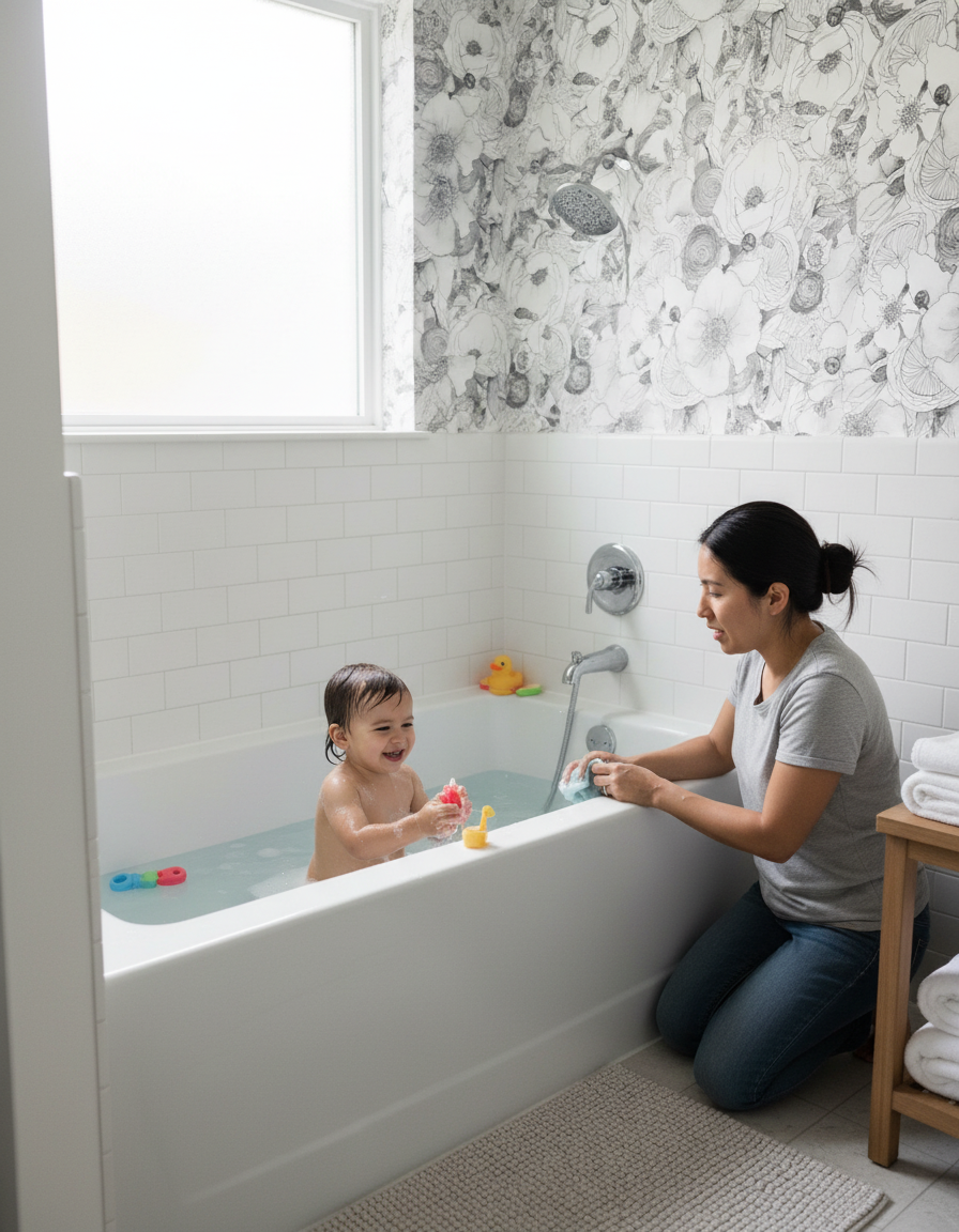 Floral Reverie Wallpaper, black and white