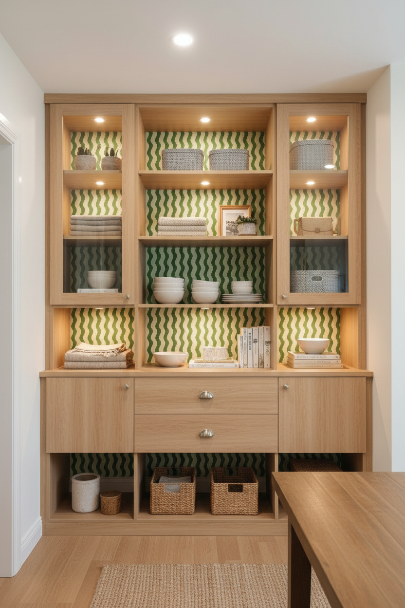 Ziggy Stripe Wallpaper, green and sage