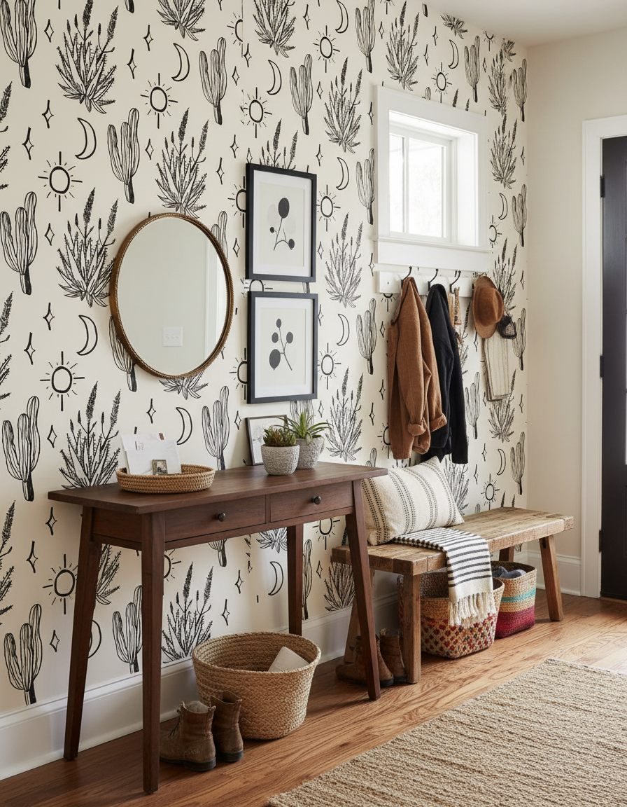 Desert Sky Wallpaper, large pattern, sand and black