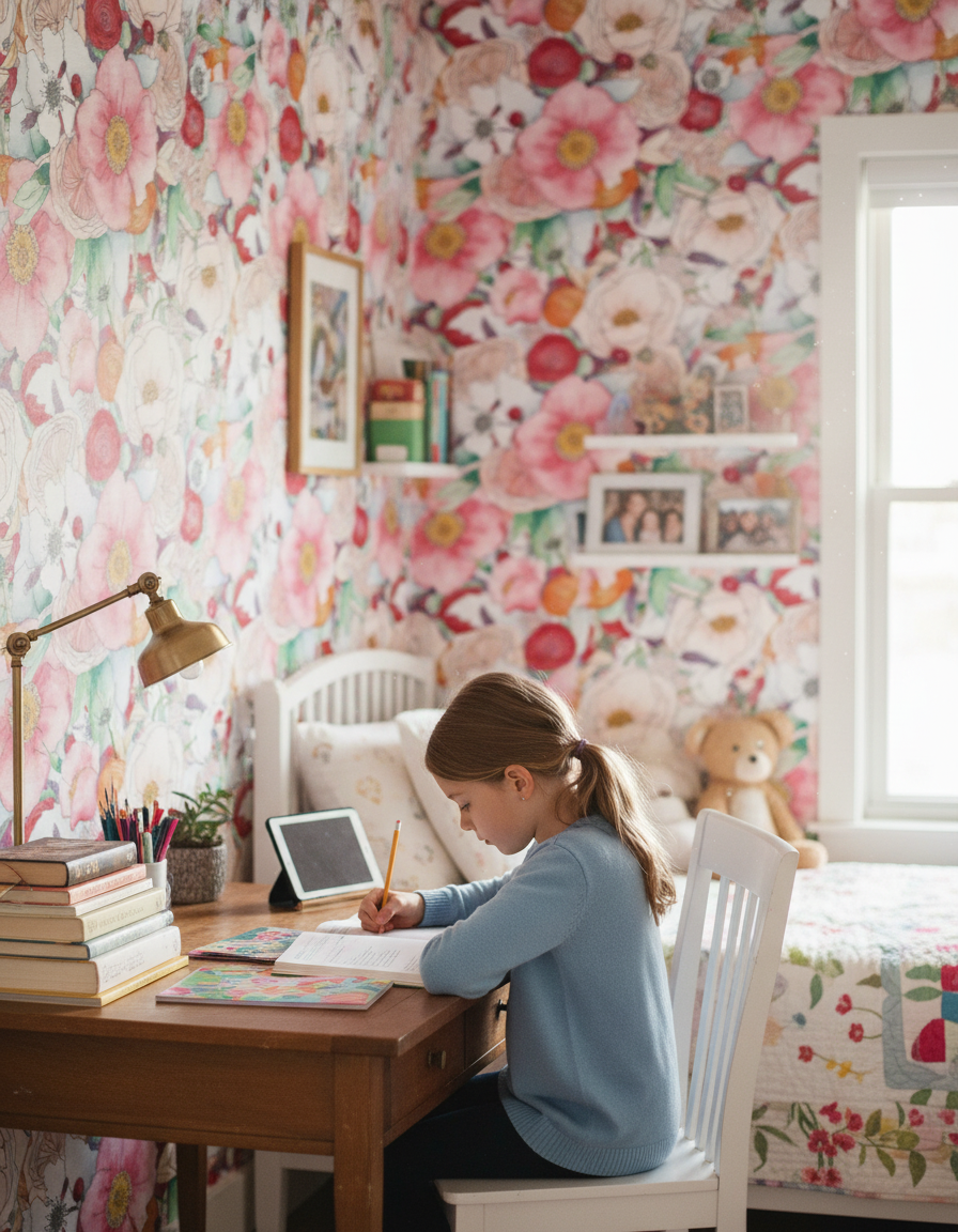 Floral Reverie Wallpaper, red