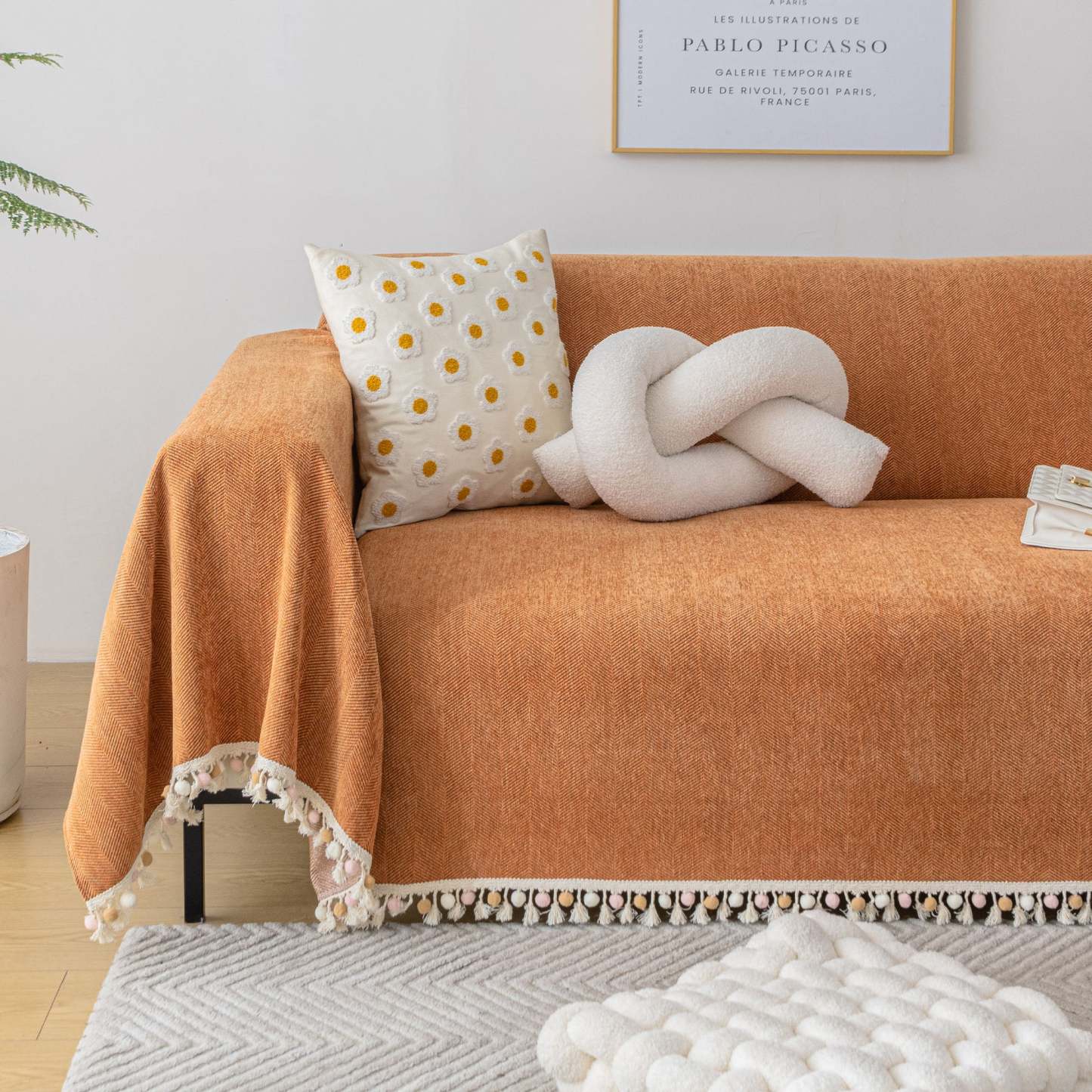 Pet Friendly Herringbone Tassel Luxe Sofa/Couch Cover - Limited Time Offer