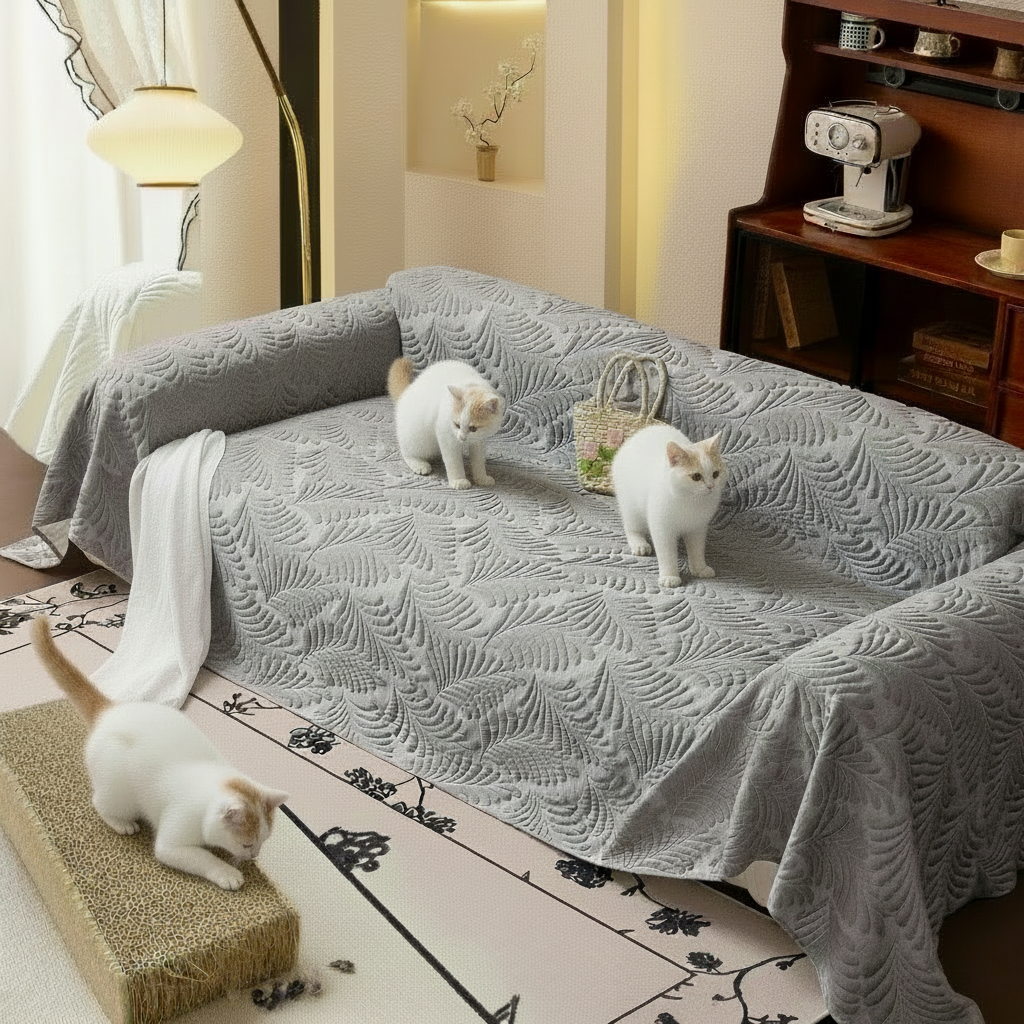 Leaf Imprint Sofa Cover – Bold Modern Pattern for Pet Lovers | Soft, Durable & Hassle-Free Protection