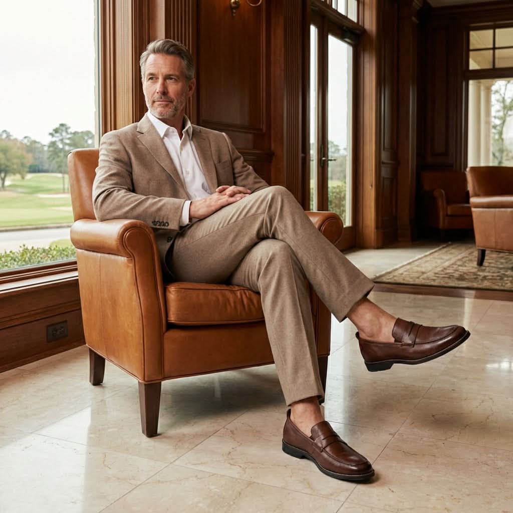 Village St" Men's Luxury Calf Leather Penny Loafer-ENJOYHOMETECH