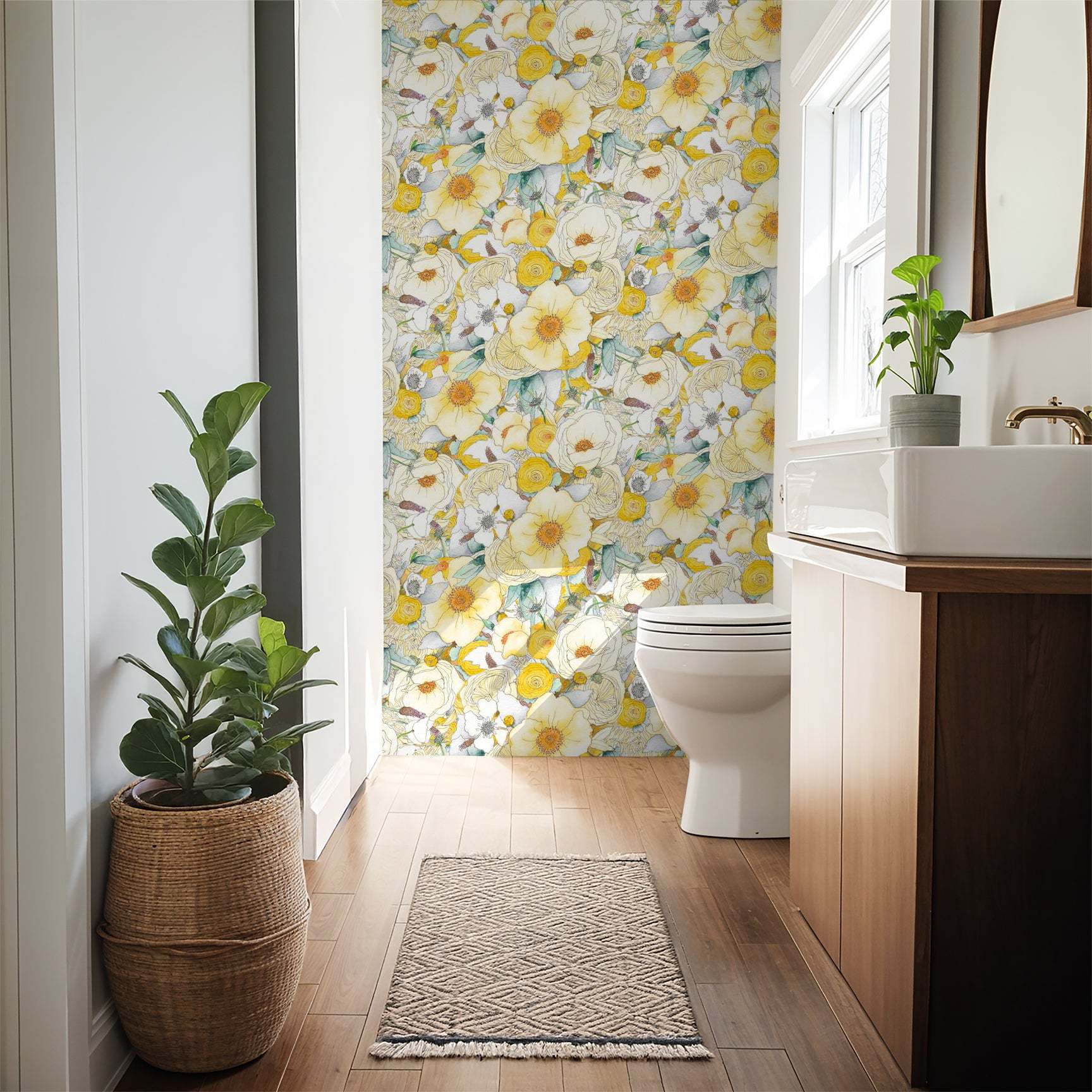 Floral Reverie Wallpaper, yellow