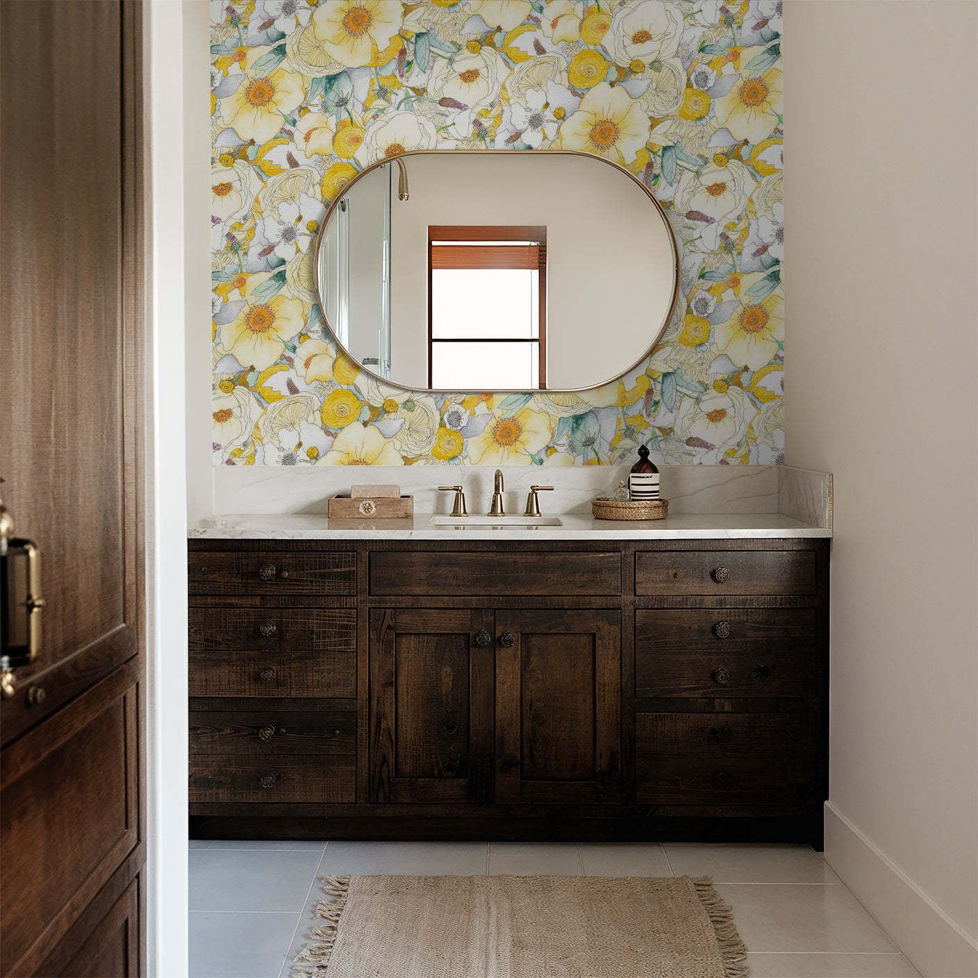 Floral Reverie Wallpaper, yellow