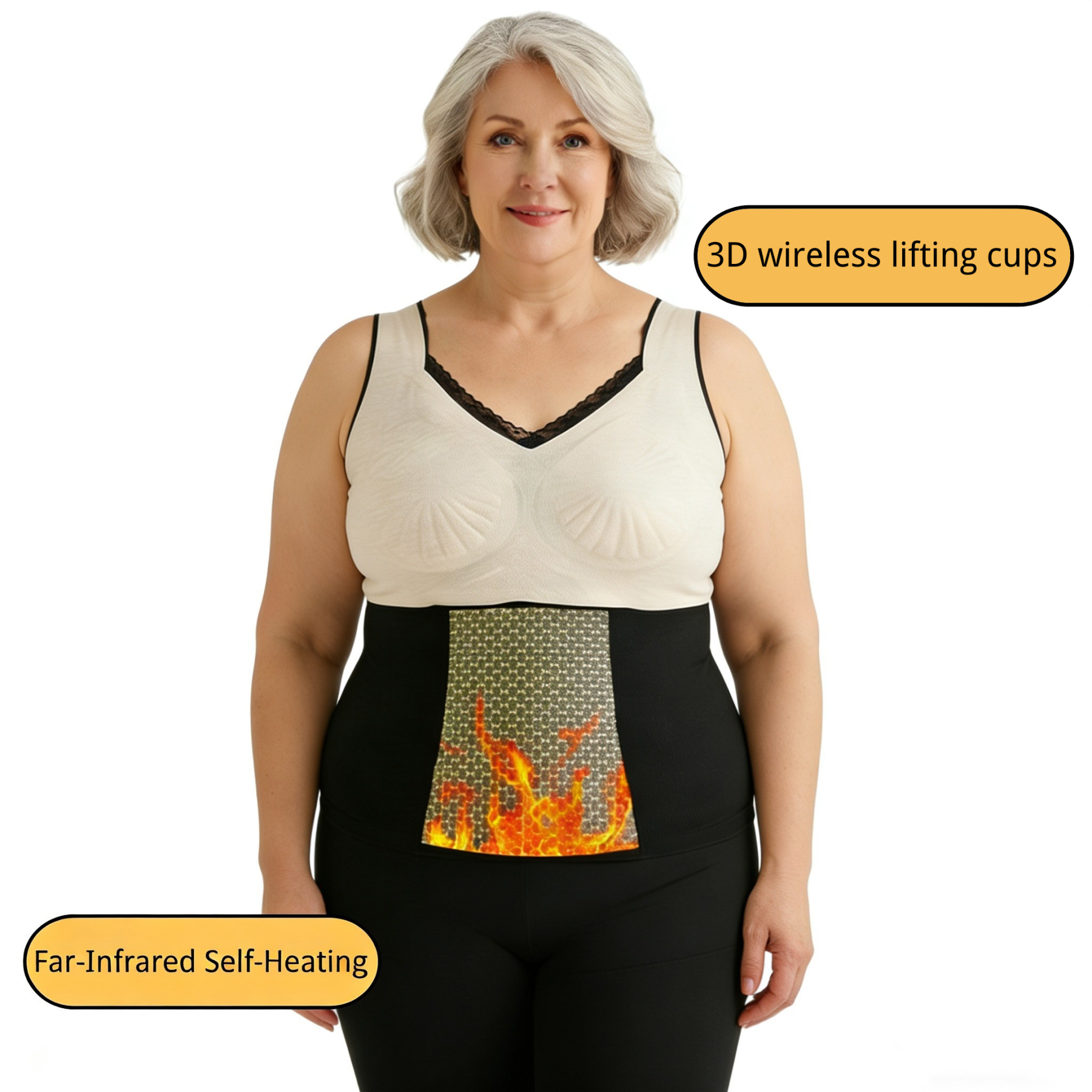 Far Infrared Self-Heating Thermal Vest | Cashmere & Silk Blend | 3D Seamless Built-in Padded Bra | Women's Warming Base Layer