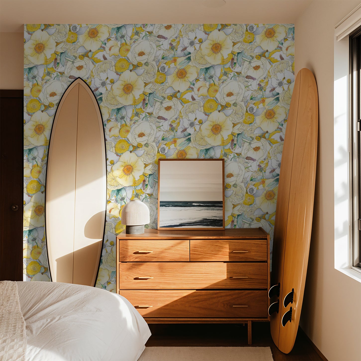 Floral Reverie Wallpaper, yellow