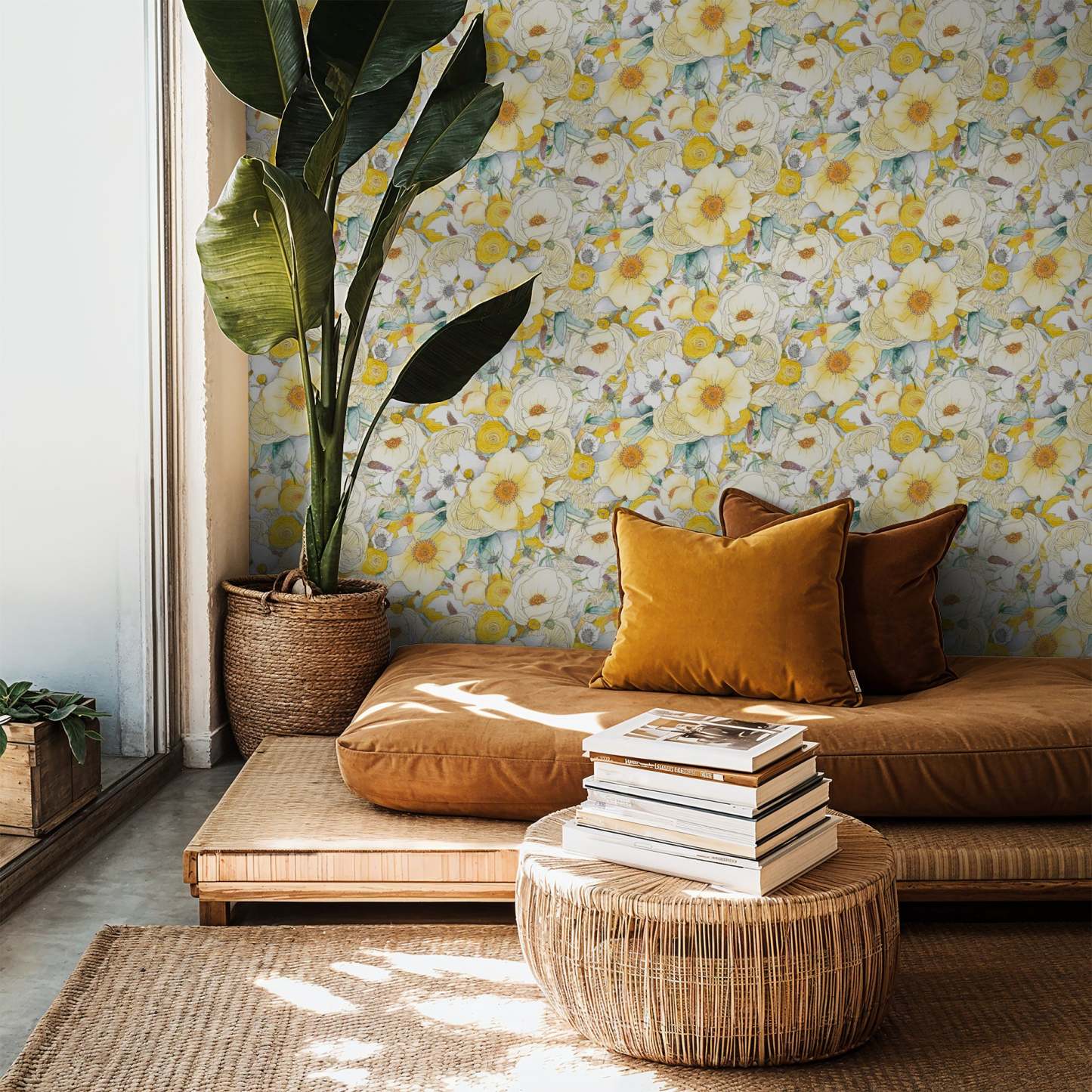Floral Reverie Wallpaper, yellow