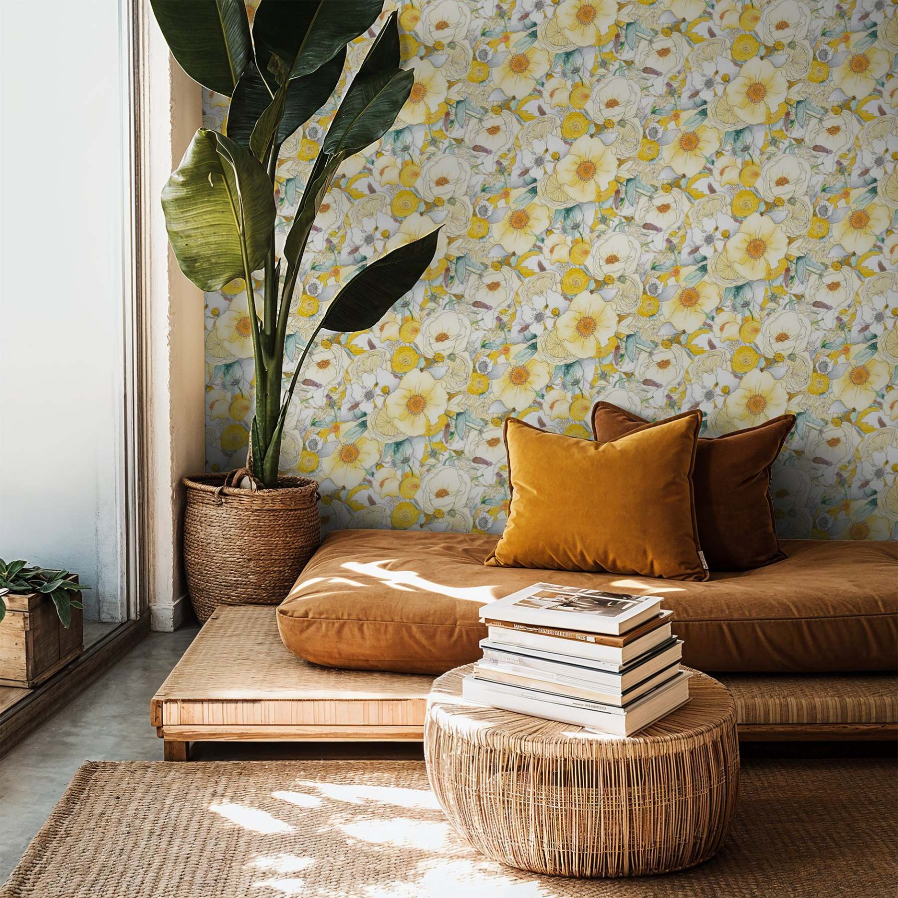 Floral Reverie Wallpaper, yellow