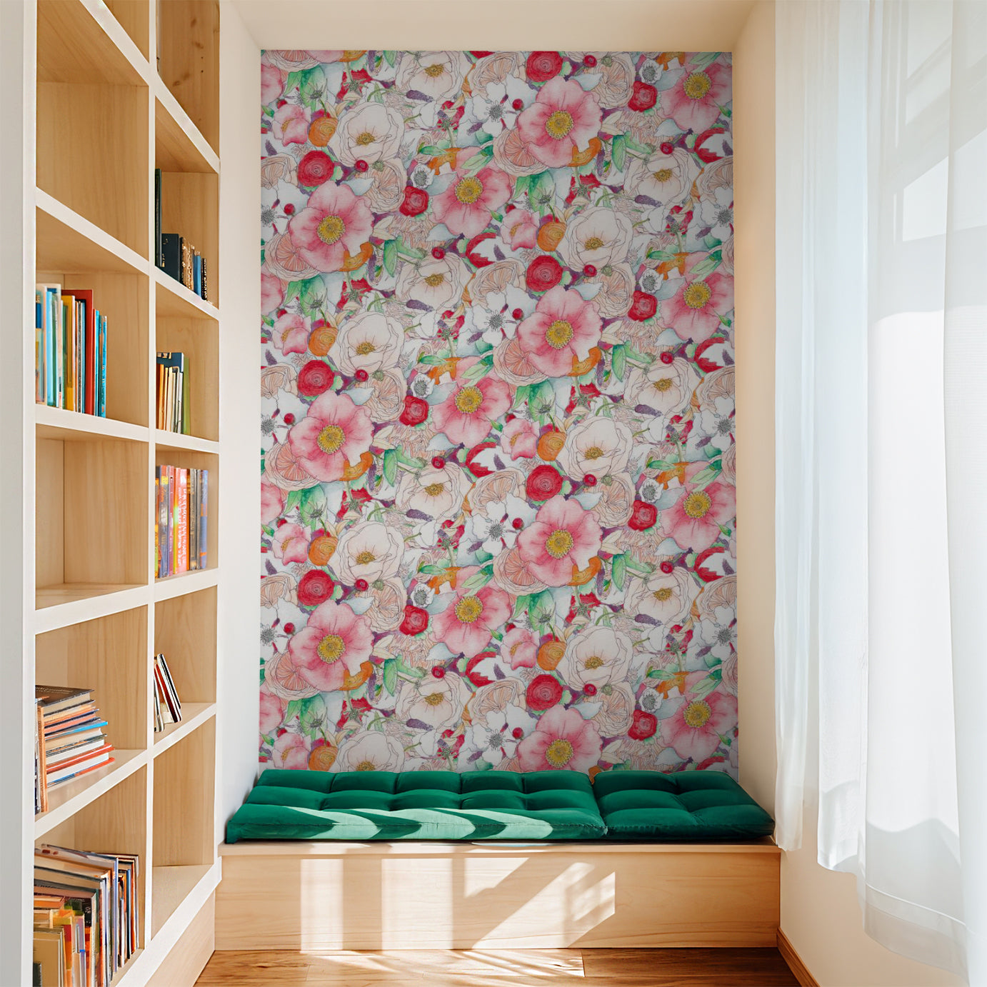 Floral Reverie Wallpaper, red