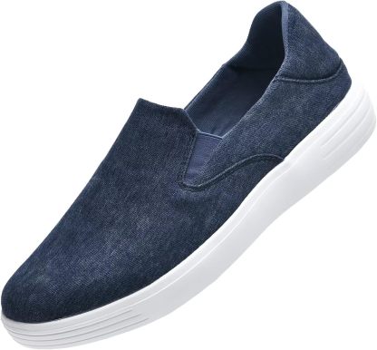 konhill Mens Slip On Loafers Sneakers - Casual Knit Walking Shoes for Men, Lightweight Breathable Memory Foam Boat Shoes, Comfortable Slip-On Driving Loafers for Work Travel Beach