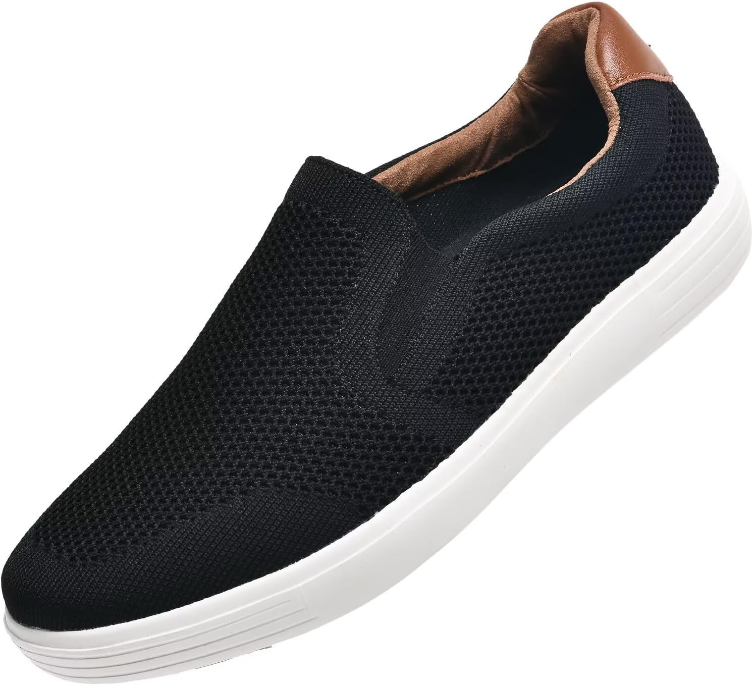 konhill Mens Slip On Loafers Sneakers - Casual Knit Walking Shoes for Men, Lightweight Breathable Memory Foam Boat Shoes, Comfortable Slip-On Driving Loafers for Work Travel Beach