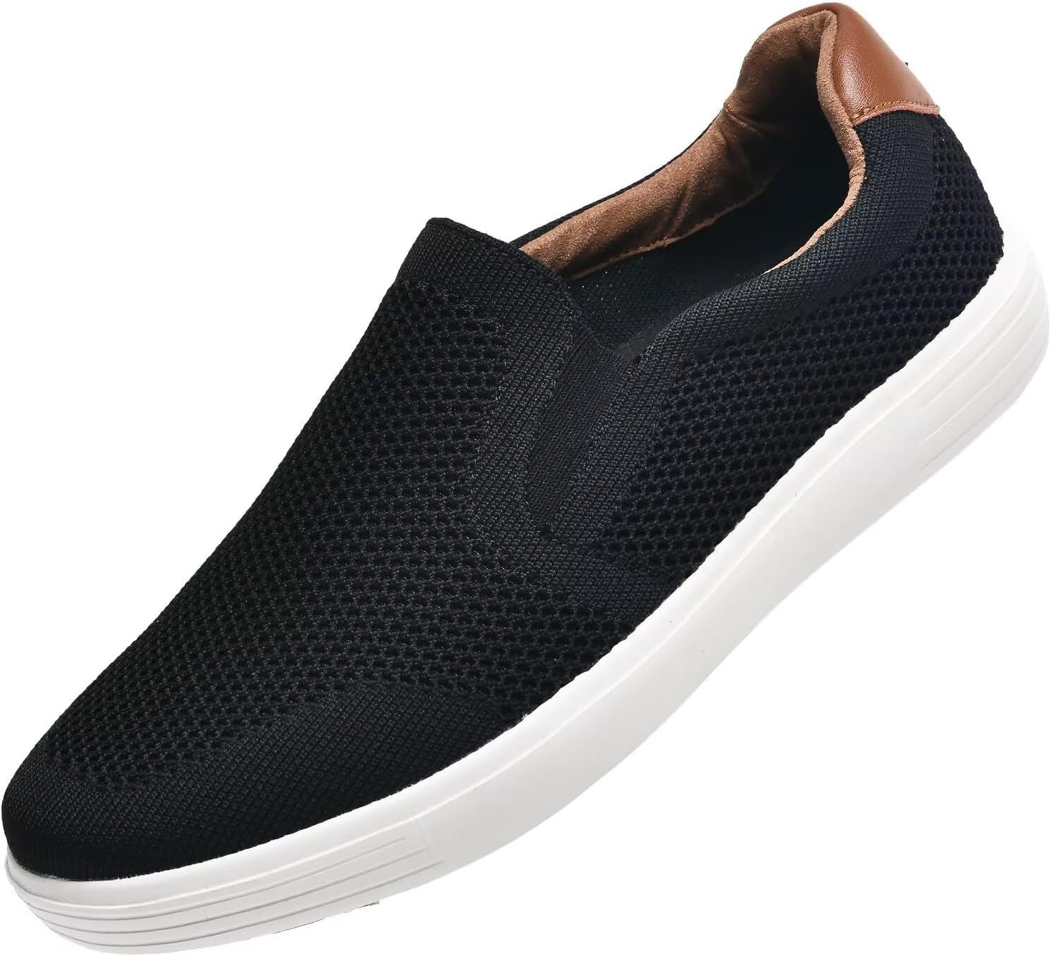 konhill Mens Slip On Loafers Sneakers - Casual Knit Walking Shoes for Men, Lightweight Breathable Memory Foam Boat Shoes, Comfortable Slip-On Driving Loafers for Work Travel Beach