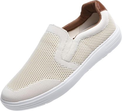 konhill Mens Slip On Loafers Sneakers - Casual Knit Walking Shoes for Men, Lightweight Breathable Memory Foam Boat Shoes, Comfortable Slip-On Driving Loafers for Work Travel Beach