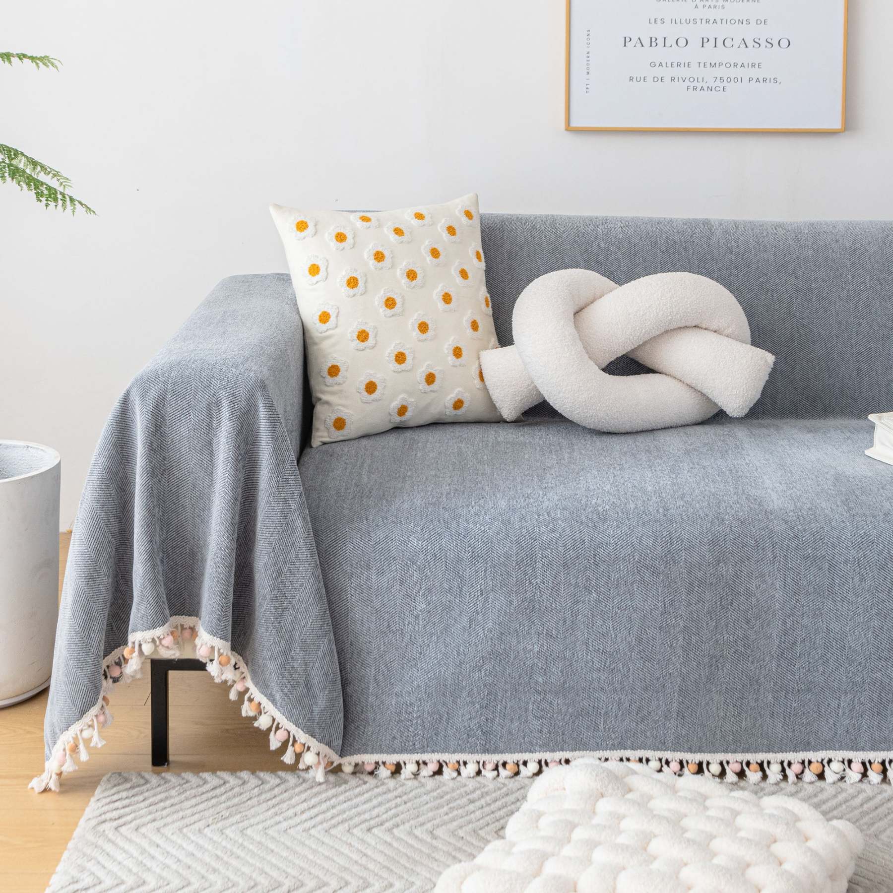 Pet Friendly Herringbone Tassel Luxe Sofa/Couch Cover - Limited Time Offer