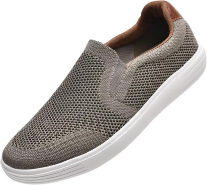konhill Mens Slip On Loafers Sneakers - Casual Knit Walking Shoes for Men, Lightweight Breathable Memory Foam Boat Shoes, Comfortable Slip-On Driving Loafers for Work Travel Beach