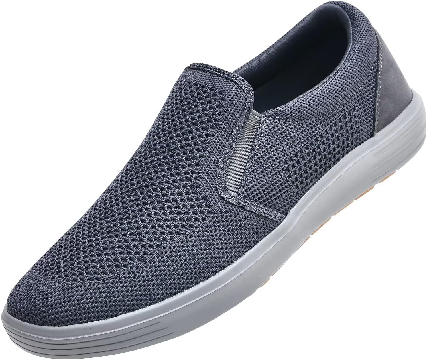 konhill Mens Slip On Loafers Sneakers - Casual Knit Walking Shoes for Men, Lightweight Breathable Memory Foam Boat Shoes, Comfortable Slip-On Driving Loafers for Work Travel Beach