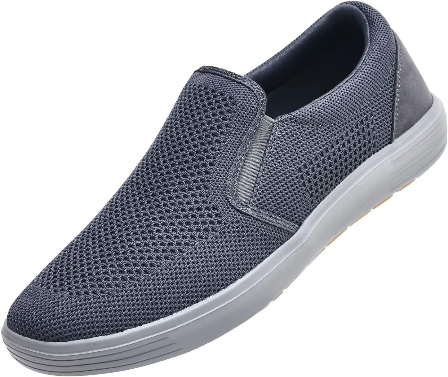 konhill Mens Slip On Loafers Sneakers - Casual Knit Walking Shoes for Men, Lightweight Breathable Memory Foam Boat Shoes, Comfortable Slip-On Driving Loafers for Work Travel Beach