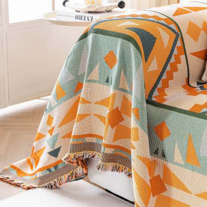 Tribal Sunset Pattern Geometric Chenille Couch Cover Soft Breathable Stylish Sofa Protection for an Easy-to-Clean Home Upgrade