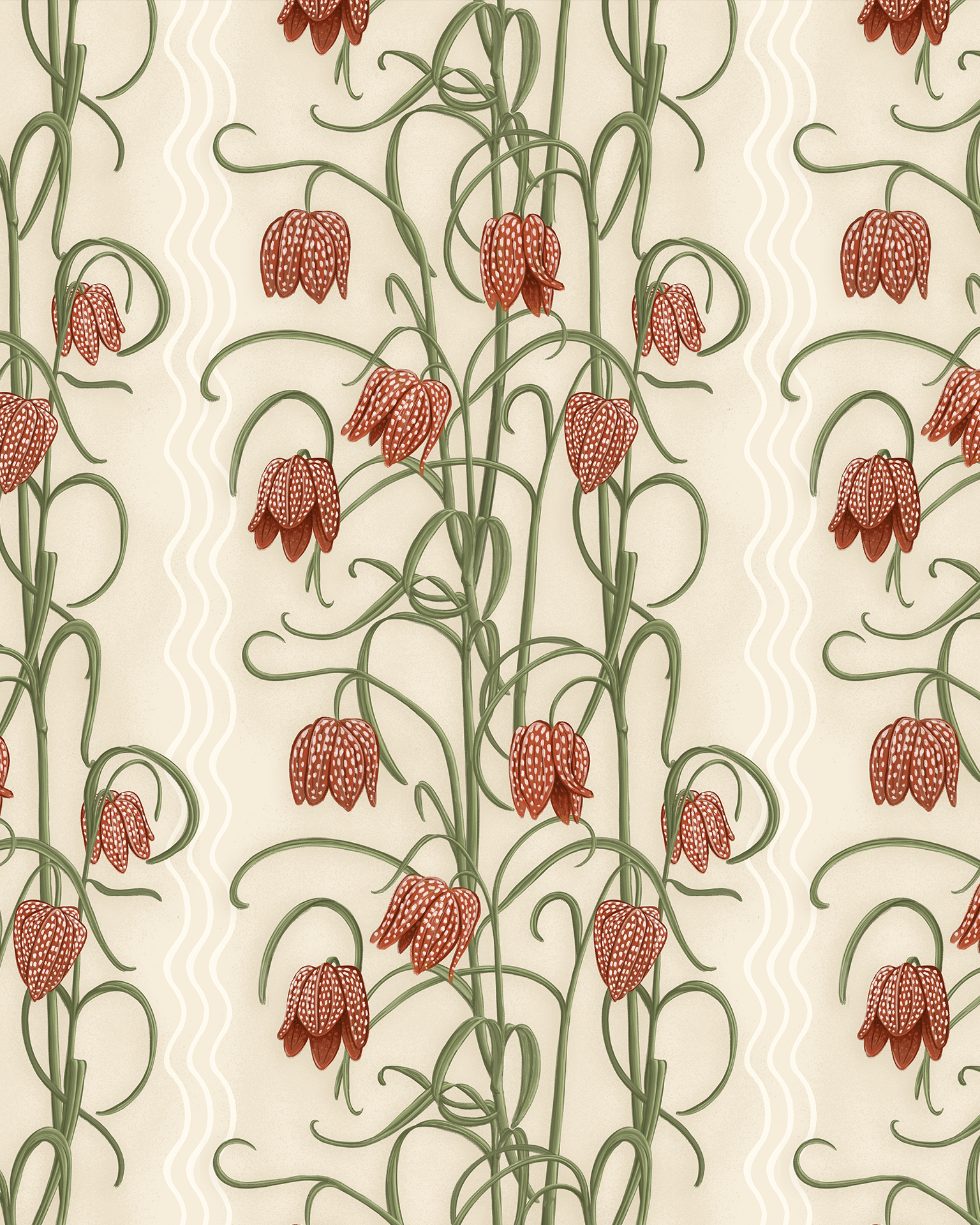SAMPLE SALE! Campanas Wallpaper, neutral and burnt orange, LUXE traditional, three 19in x 8ft rolls
