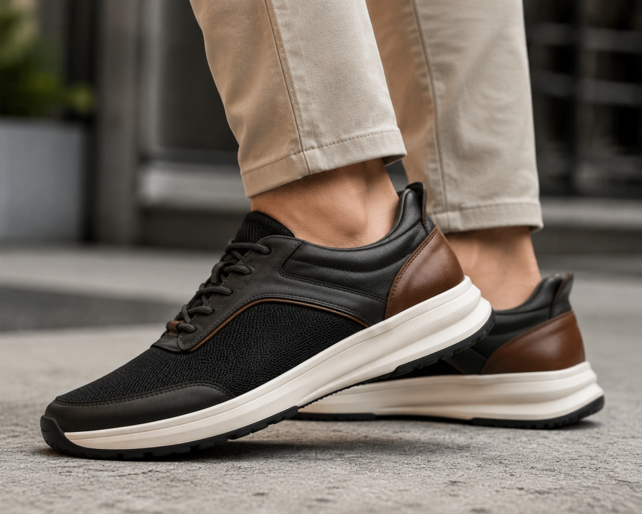 StepReady™ Leather-Trim Walker — Hands-Free Comfort Walking Shoes