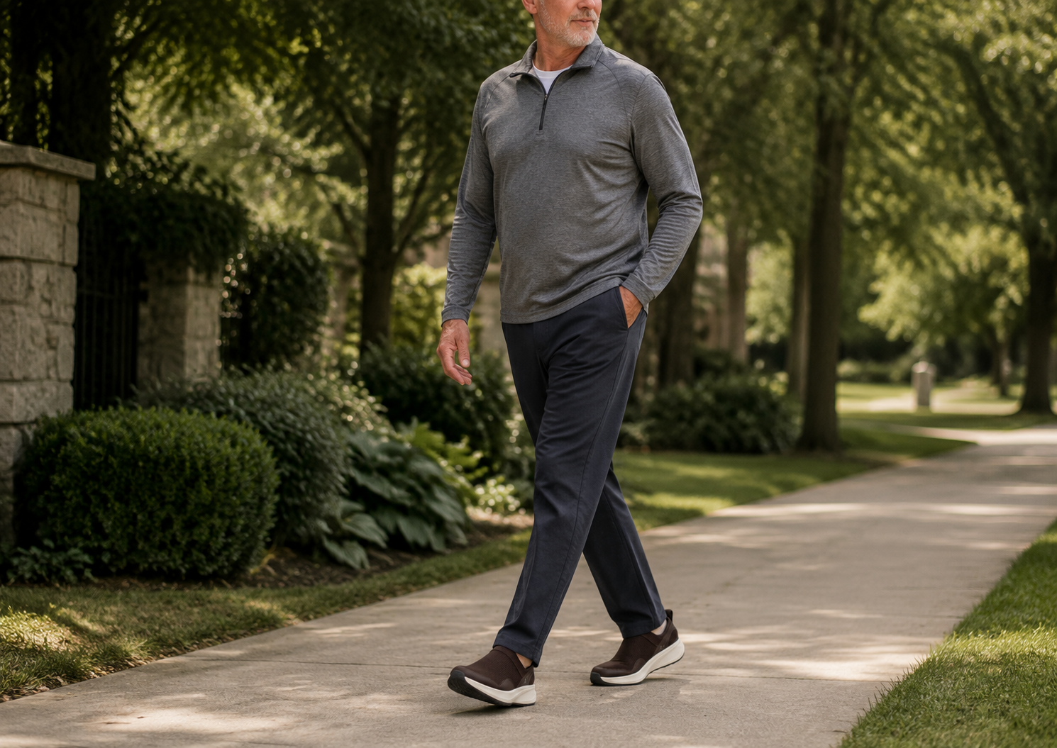 W1 worn for morning walks in a neighborhood setting