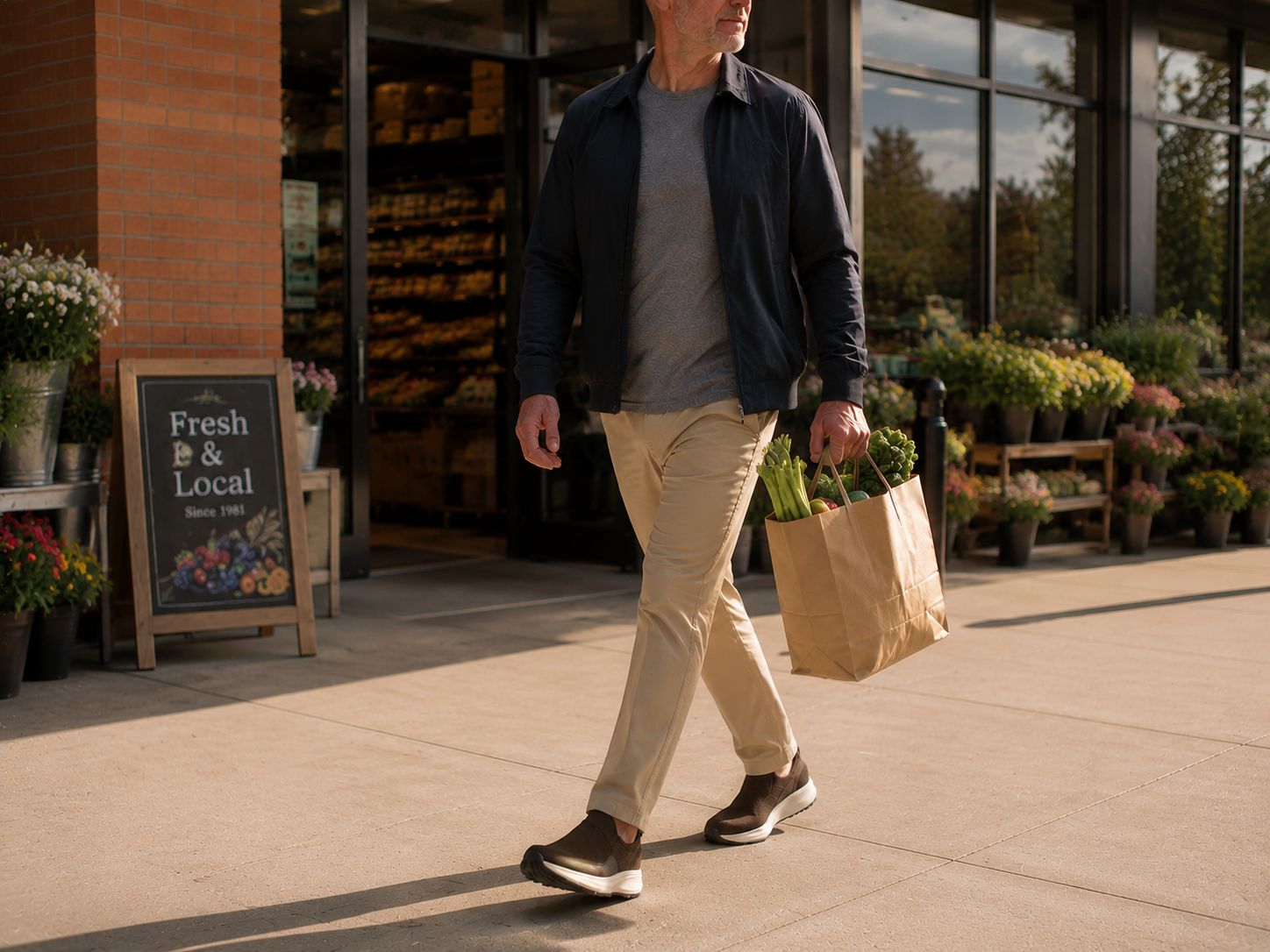 W1 worn for daily errands outside a grocery store