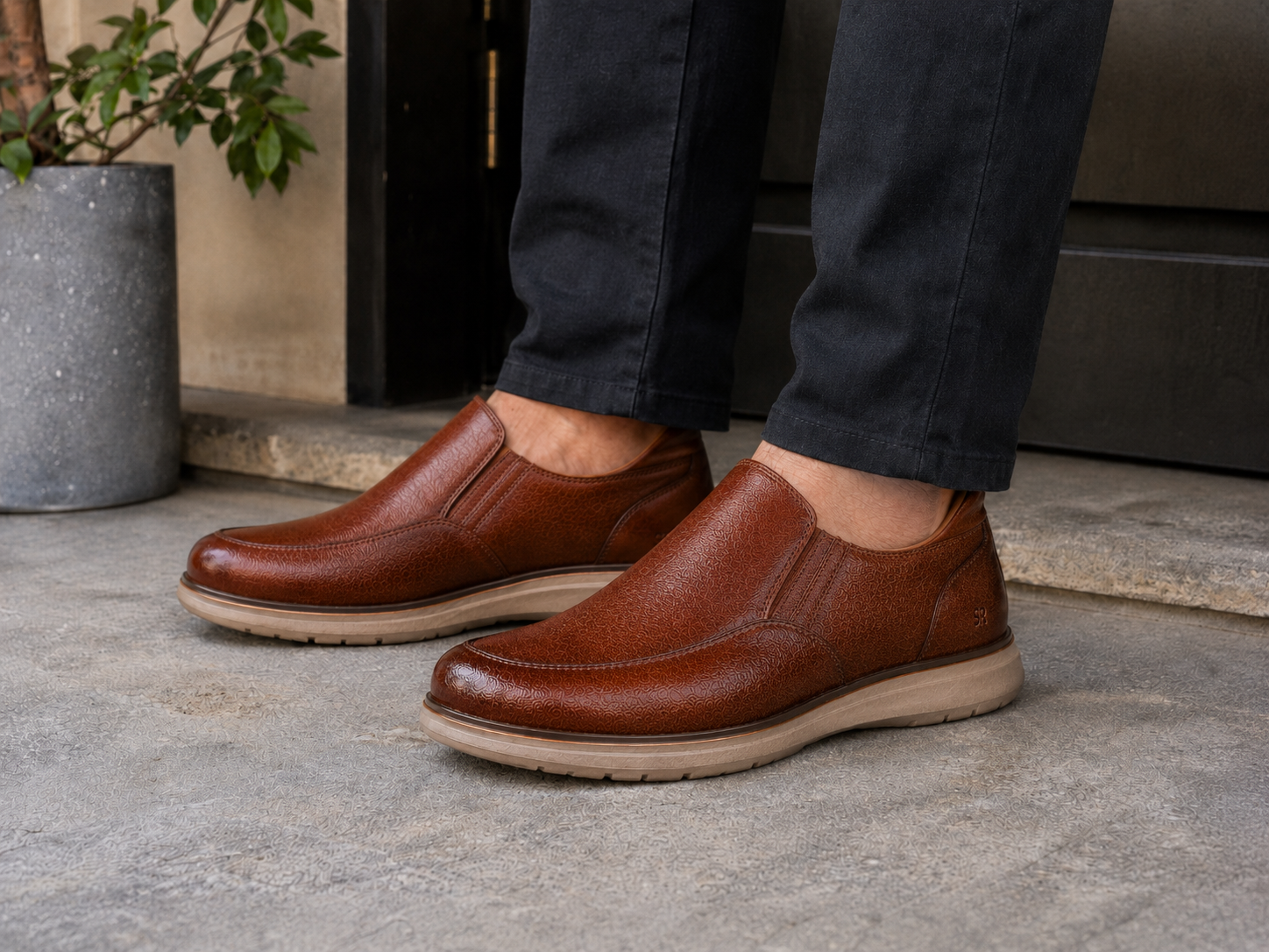 StepReady brown leather loafers worn with dark jeans for a clean casual everyday look