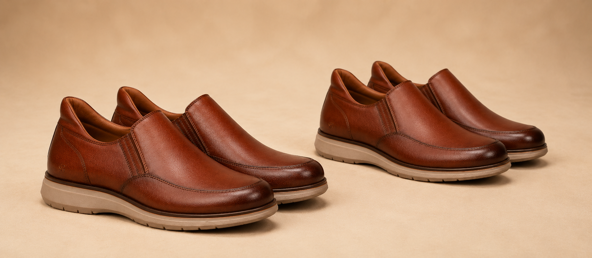 Two pairs of StepReady brown leather loafers for daily rotation