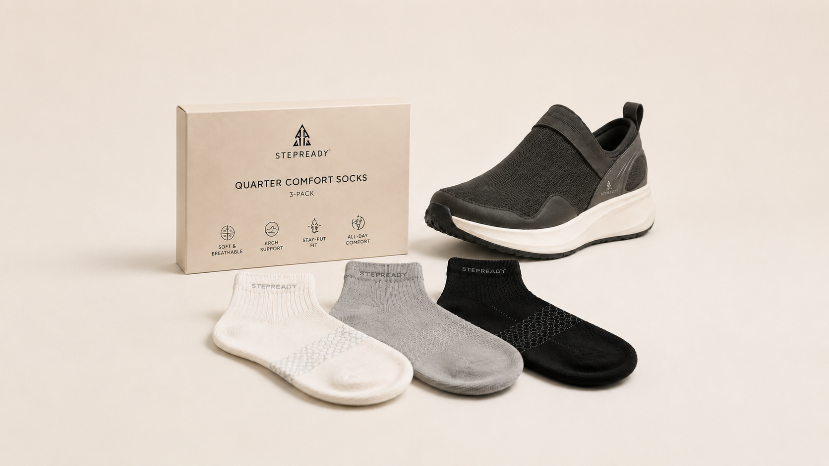 StepReady quarter comfort socks