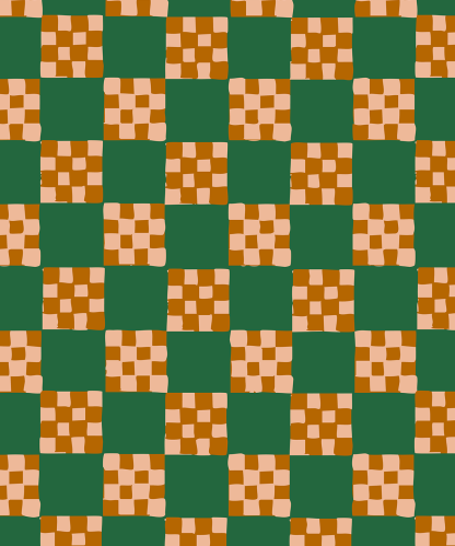 Checkered Quilt Wallpaper, green, peach and toffee