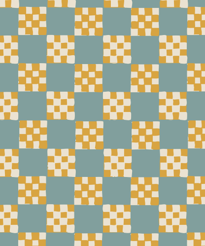 Checkered Quilt Wallpaper, light blue and yellow