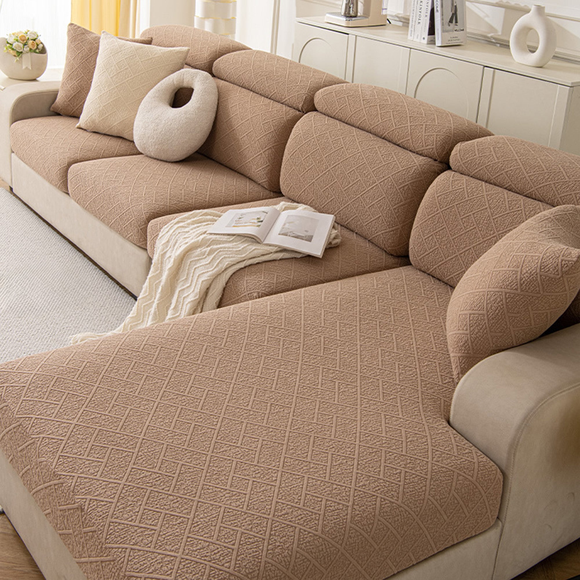 Luxury Diamond Knit Stretch Sofa Cover– Anti-Scratch, Full-Cover Pet Protector